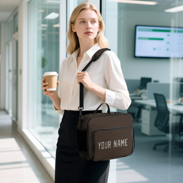 Custom Brown Gray Lunch Bag