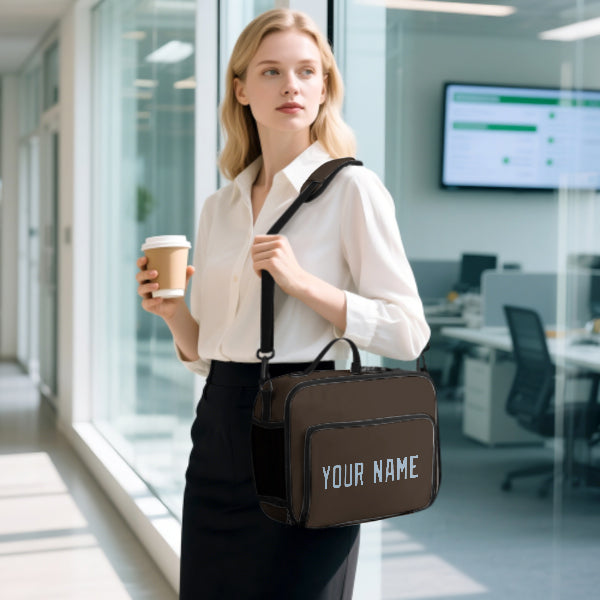 Custom Brown Light Blue Lunch Bag