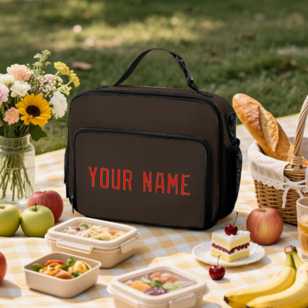 Custom Brown Orange Red Lunch Bag