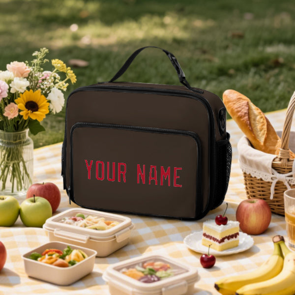 Custom Brown Red Lunch Bag