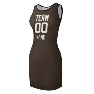 Custom Brown Cream Sleeveless Vest Dress