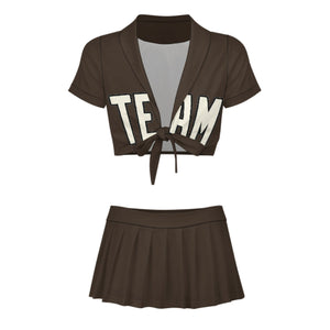 Custom Brown Cream Cheerleading Uniform Set