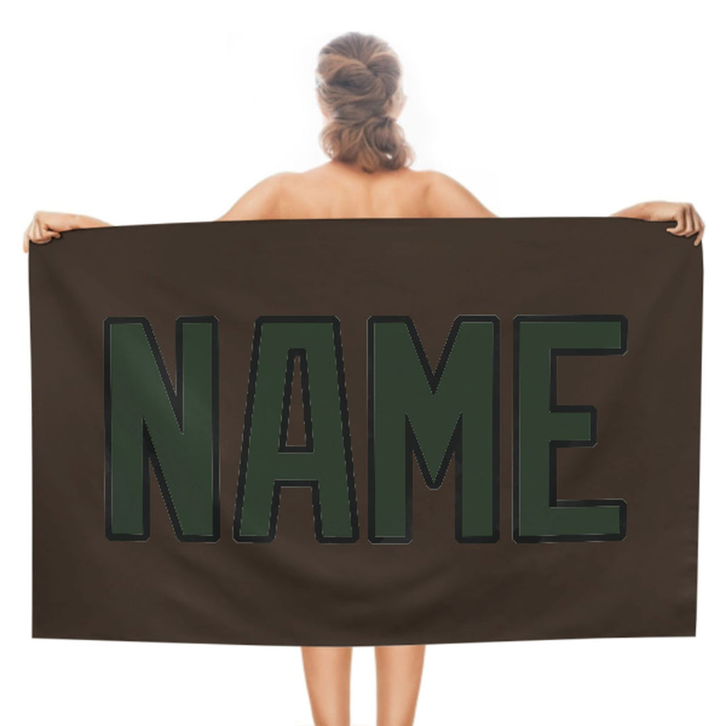 Custom Brown Dark Green Beach Towel