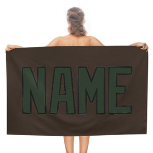 Custom Brown Dark Green Beach Towel