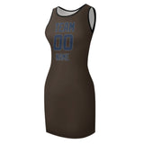 Custom Brown Blue Sleeveless Vest Dress