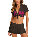 Custom Brown Pink Cheerleading Uniform Set