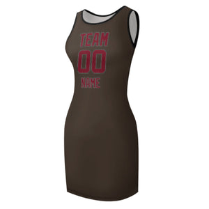 Custom Brown Crimson Red Sleeveless Vest Dress