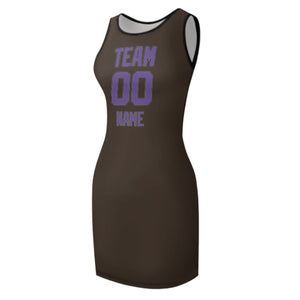 Custom Brown Light Purple Sleeveless Vest Dress