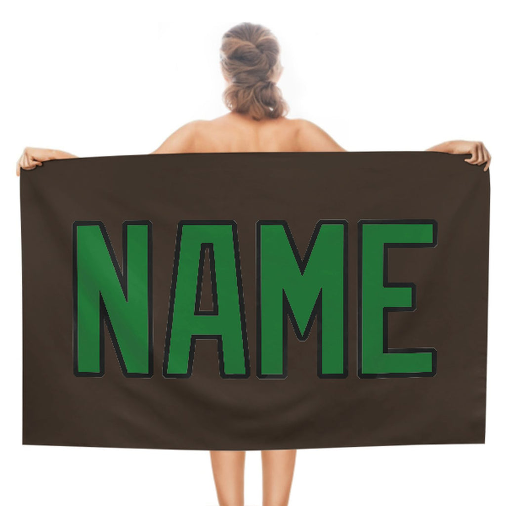 Custom Brown Emerald Green Beach Towel