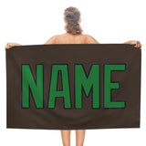 Custom Brown Emerald Green Beach Towel