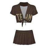 Custom Brown Light Khaki Cheerleading Uniform Set