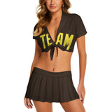 Custom Brown Light Yellow Cheerleading Uniform Set