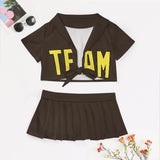 Custom Brown Light Yellow Cheerleading Uniform Set