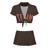 Custom Brown Copper Rose Cheerleading Uniform Set