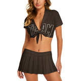 Custom Brown Brown Cheerleading Uniform Set
