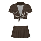 Custom Brown Brown Cheerleading Uniform Set