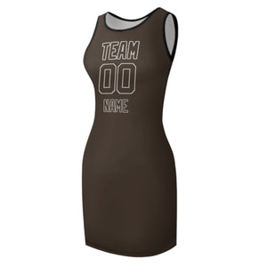 Custom Brown Brown Sleeveless Vest Dress