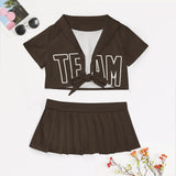 Custom Brown Brown Cheerleading Uniform Set