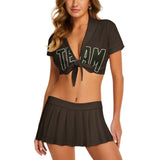 Custom Brown Olive Cheerleading Uniform Set