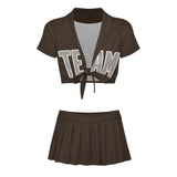 Custom Brown Gray Cheerleading Uniform Set