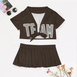 Custom Brown Gray Cheerleading Uniform Set