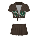Custom Brown Green Cheerleading Uniform Set