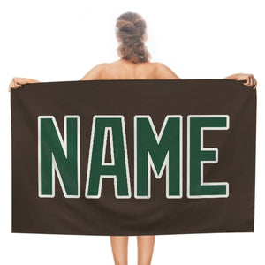 Custom Brown Green Beach Towel