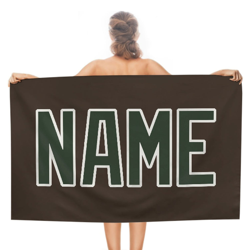 Custom Brown Dark Green Beach Towel