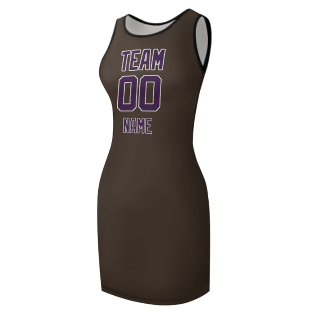 Custom Brown Purple Sleeveless Vest Dress