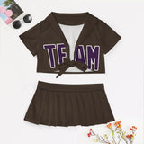 Custom Brown Purple Cheerleading Uniform Set