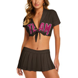 Custom Brown Pink Cheerleading Uniform Set
