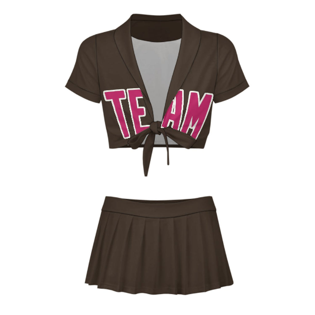 Custom Brown Pink Cheerleading Uniform Set