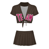 Custom Brown Pink Cheerleading Uniform Set