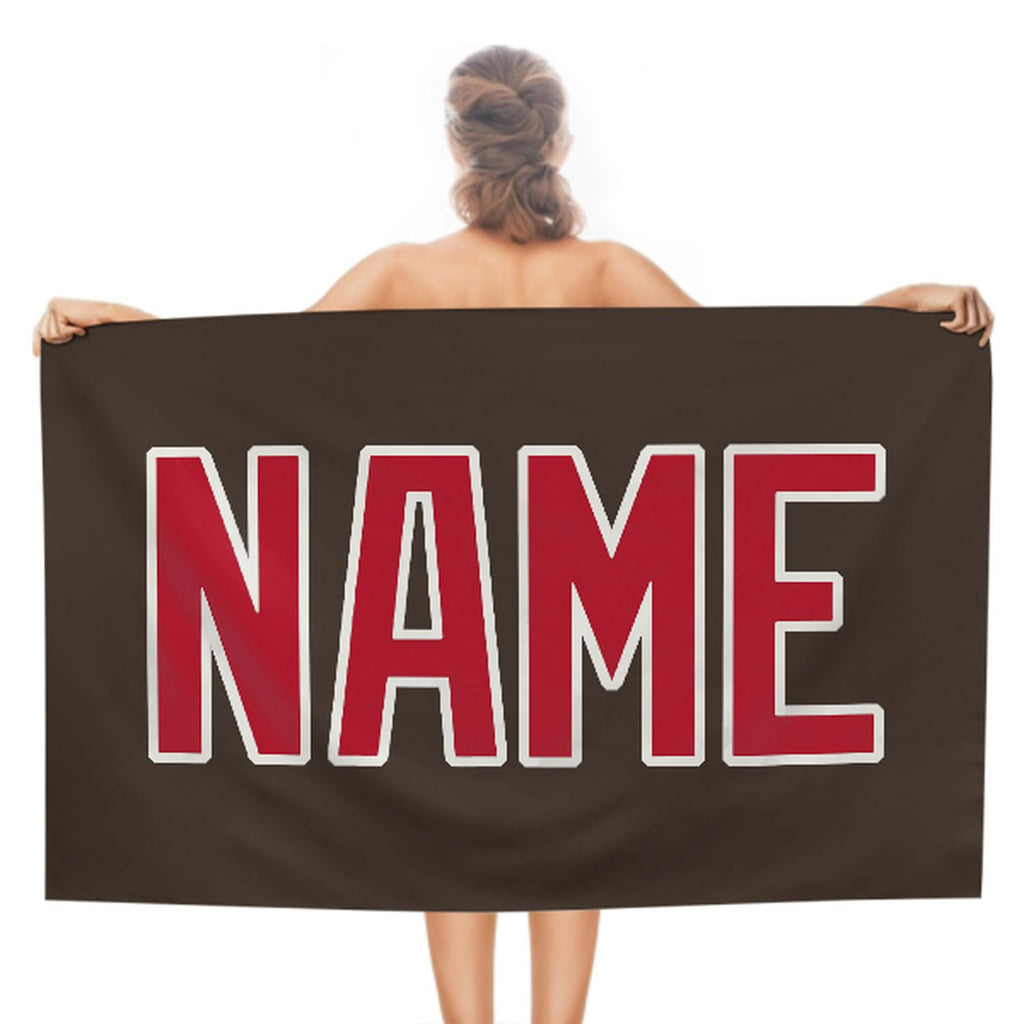 Custom Brown Red Beach Towel