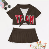 Custom Brown Red Cheerleading Uniform Set