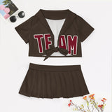 Custom Brown Crimson Red Cheerleading Uniform Set