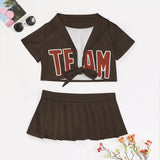 Custom Brown Coral Red Cheerleading Uniform Set