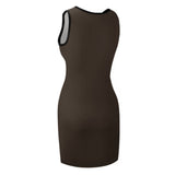 Custom Brown Black Sleeveless Vest Dress