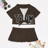 Custom Brown Black Cheerleading Uniform Set