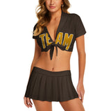 Custom Brown Yellow Cheerleading Uniform Set