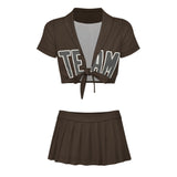 Custom Brown Dark Grey Cheerleading Uniform Set
