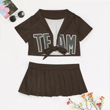 Custom Brown Dark Grey Cheerleading Uniform Set