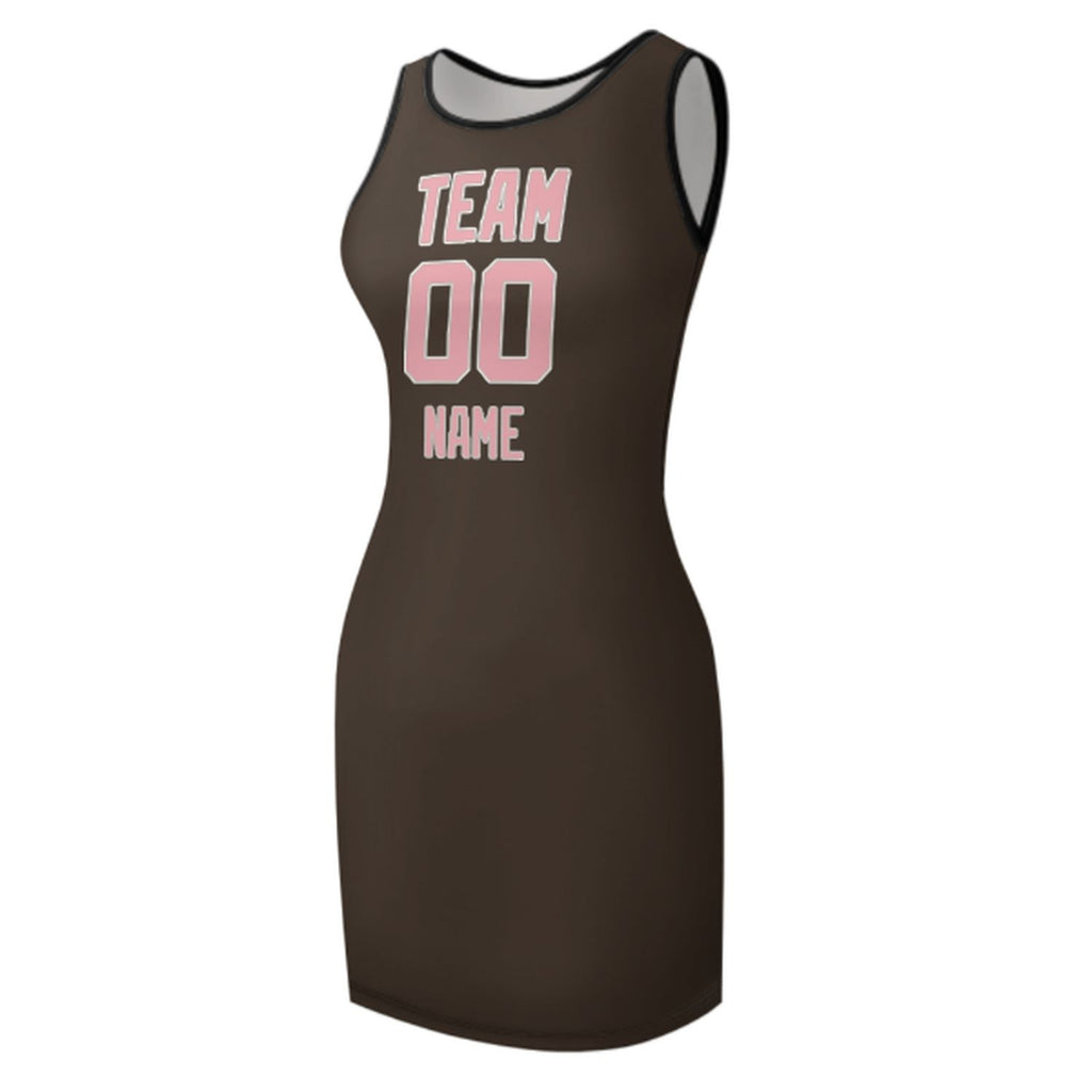 Custom Brown Light Pink Sleeveless Vest Dress