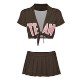 Custom Brown Light Pink Cheerleading Uniform Set