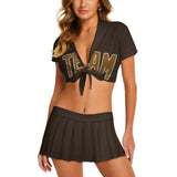 Custom Brown Khaki Cheerleading Uniform Set