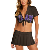 Custom Brown Light Purple Cheerleading Uniform Set