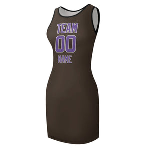 Custom Brown Light Purple Sleeveless Vest Dress