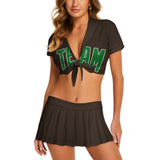 Custom Brown Emerald Green Cheerleading Uniform Set