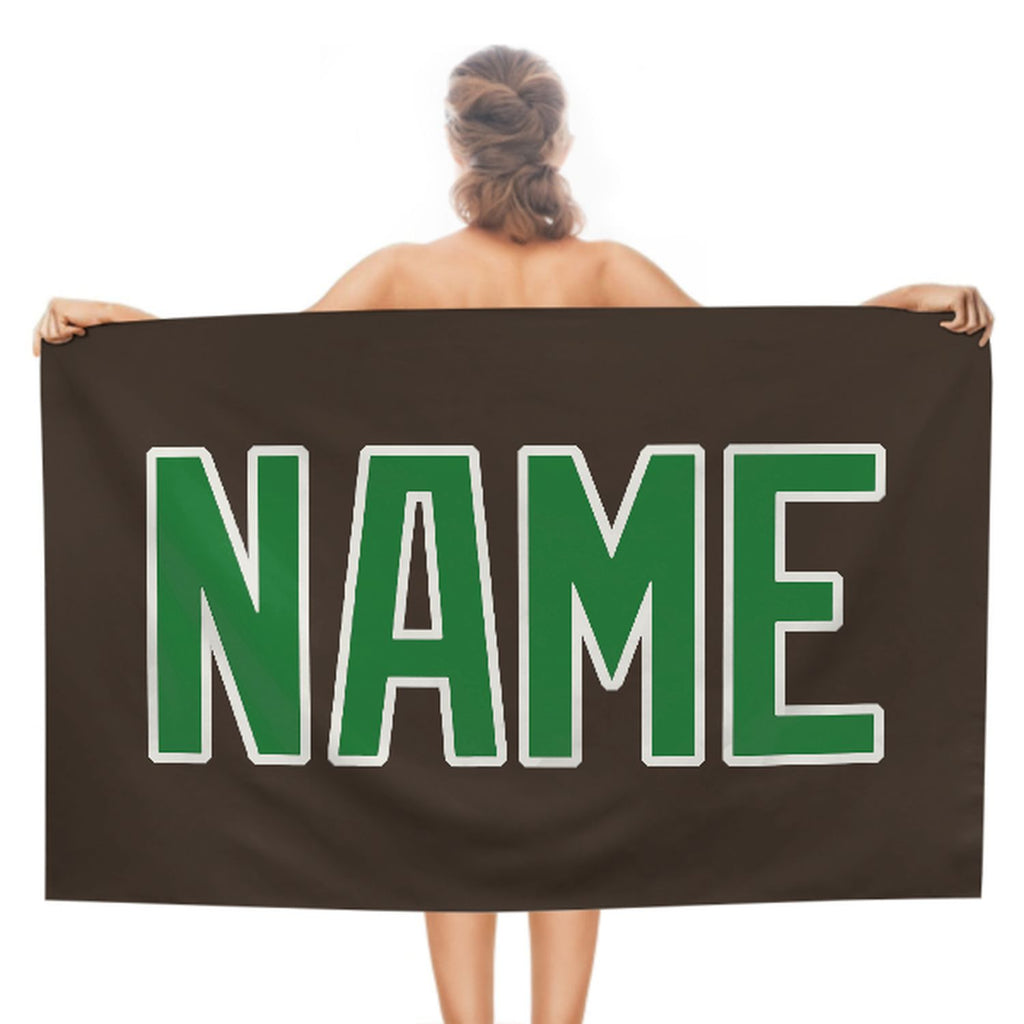 Custom Brown Emerald Green Beach Towel