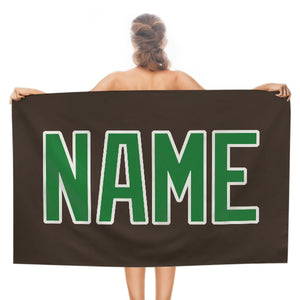Custom Brown Emerald Green Beach Towel